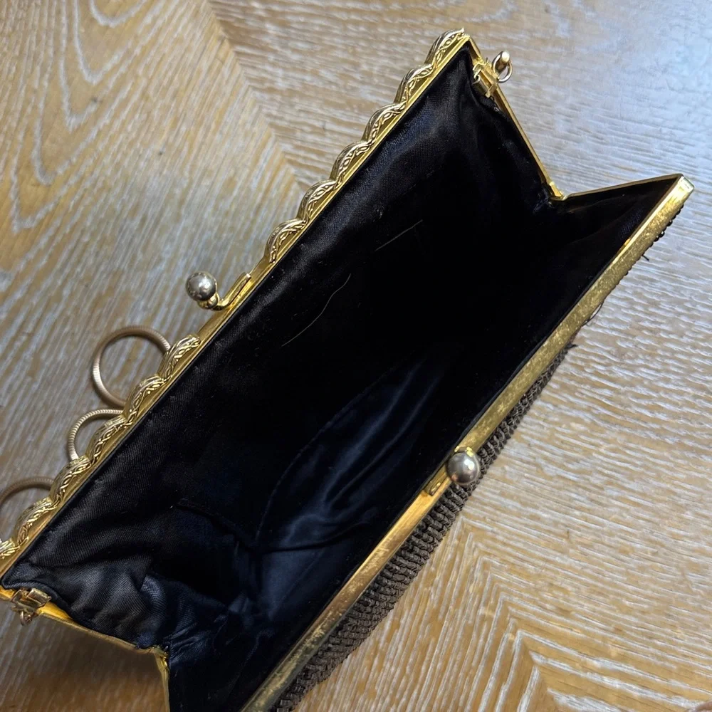 Elegant Black Beaded Clutch